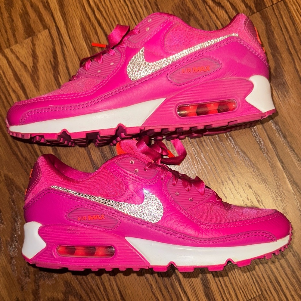 Nike Air Max Custom Bling Hot Pink Sneakers - EUC Size 7